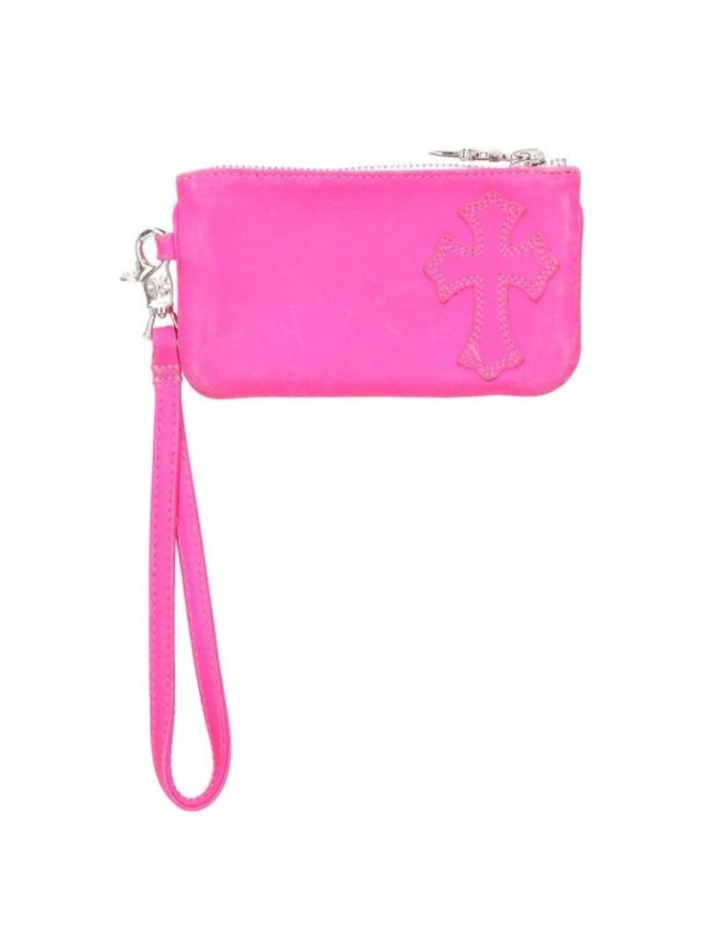 Chrome Hearts Zpr Chg Wristlet Change Purse Wallet with Cross Patch Strap Coin